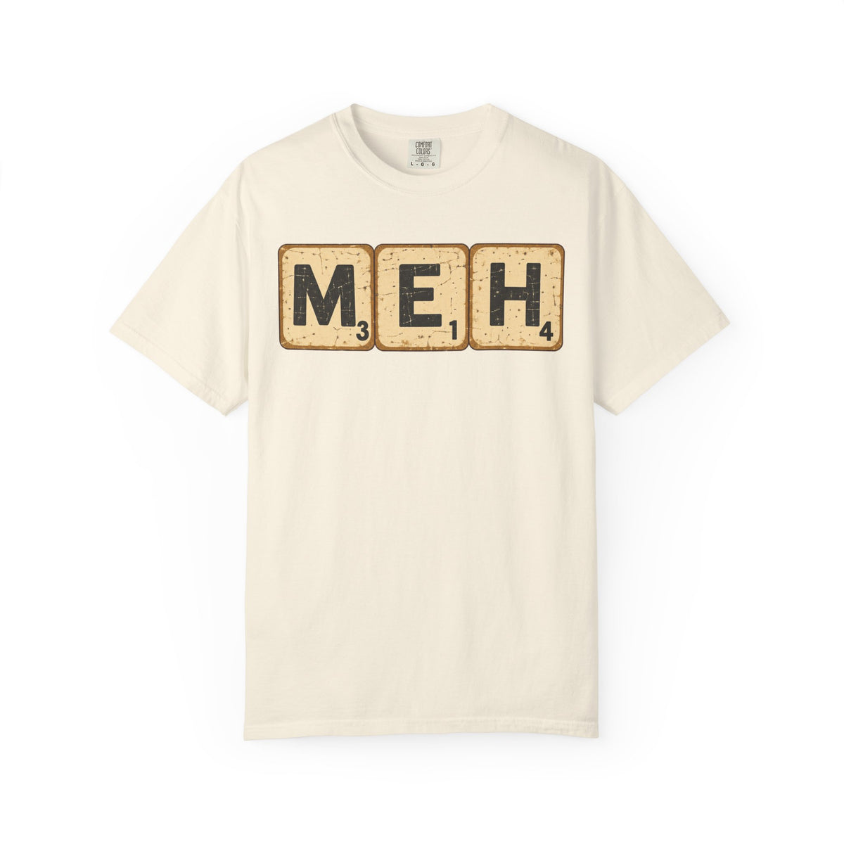 MEH Scrabble Tiles T-shirt in Ivory, front view