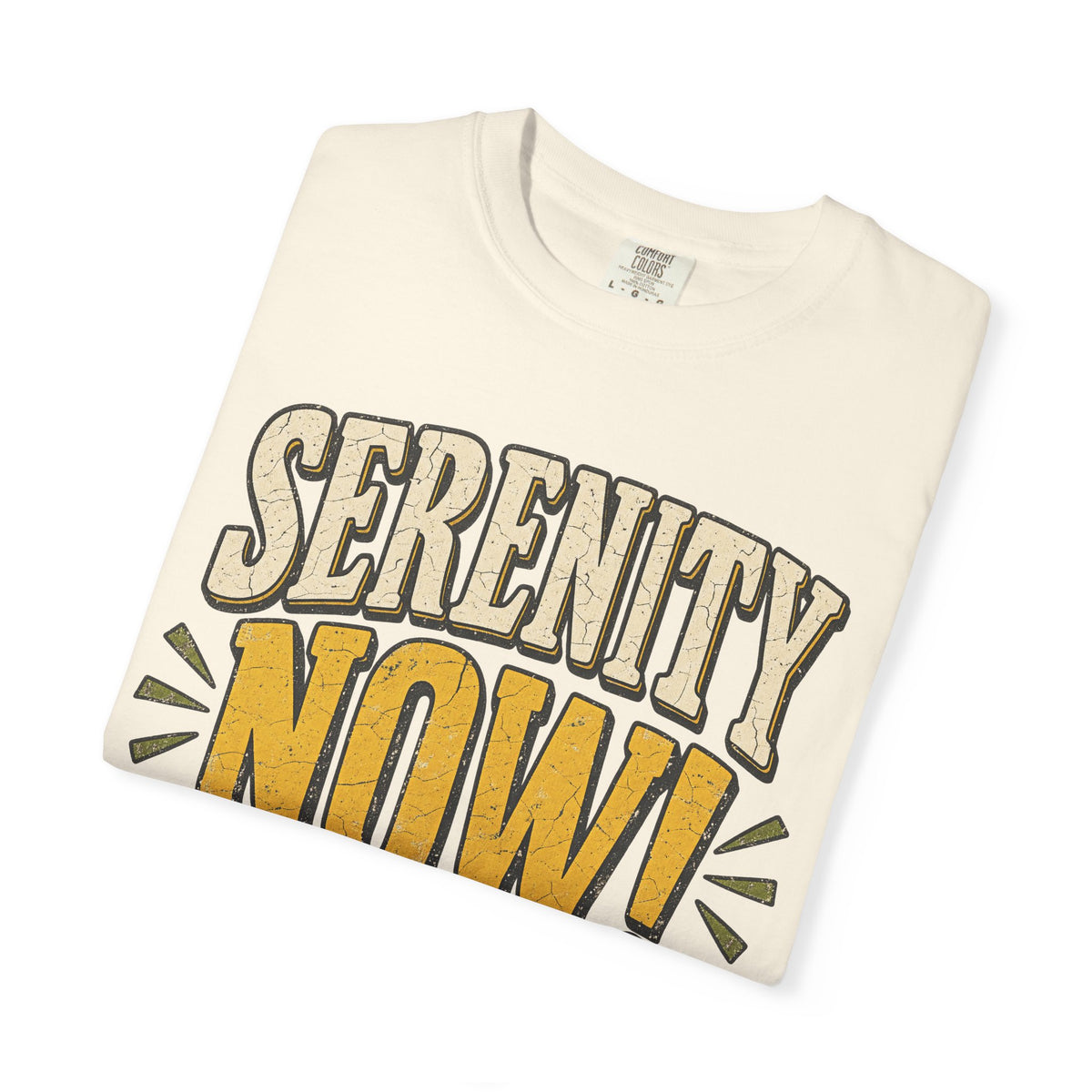 Serenity Now T-shirt in Ivory, folded view