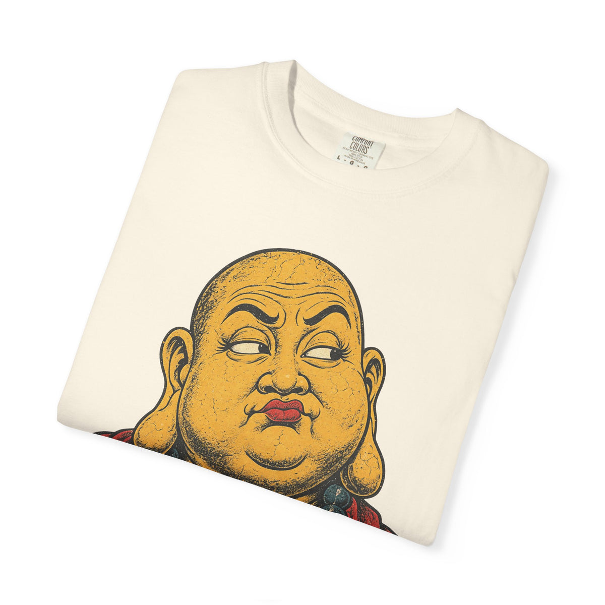 Buddha Side Eye T-shirt in Ivory, folded view