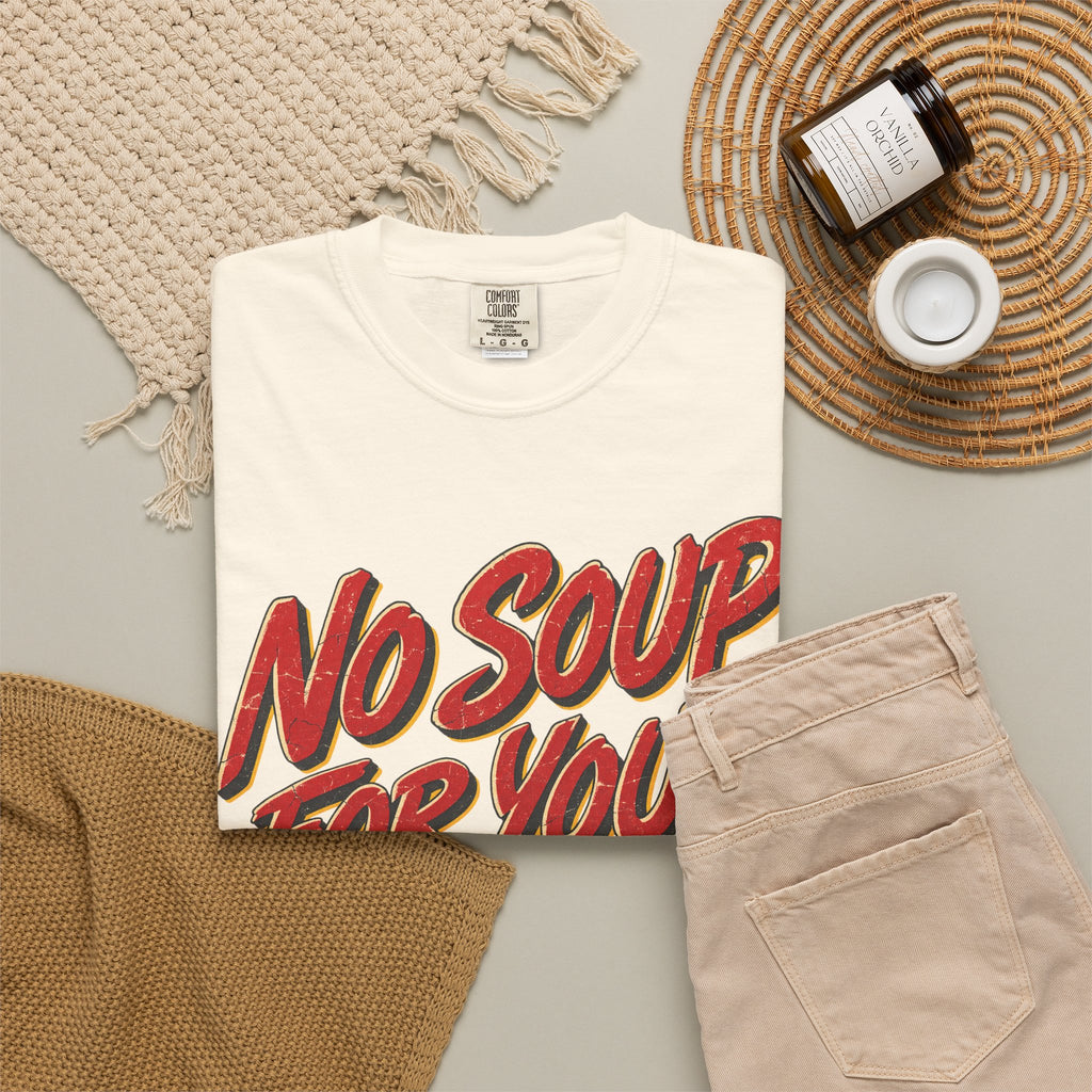 No Soup For You Diner T-shirt in Ivory, flat lay view