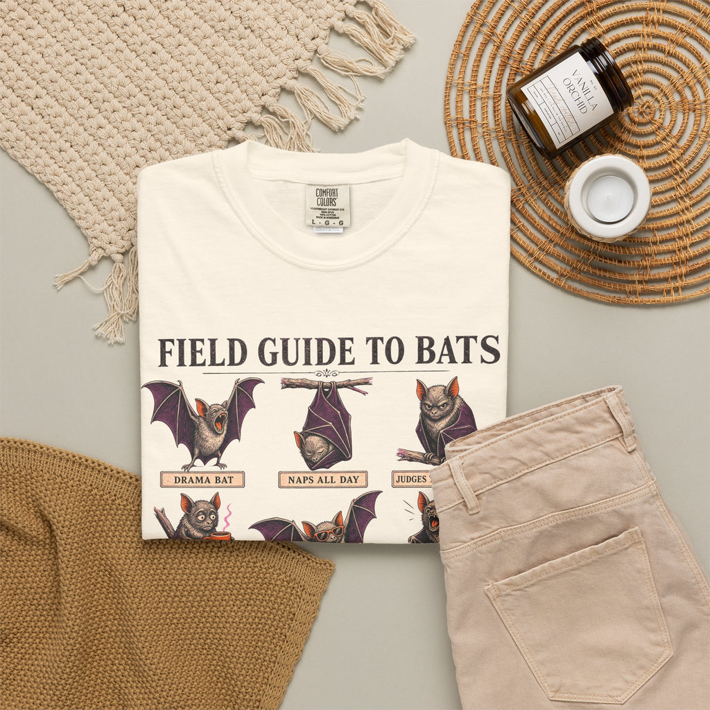 Field Guide to Bats T-shirt in Ivory, flat lay view