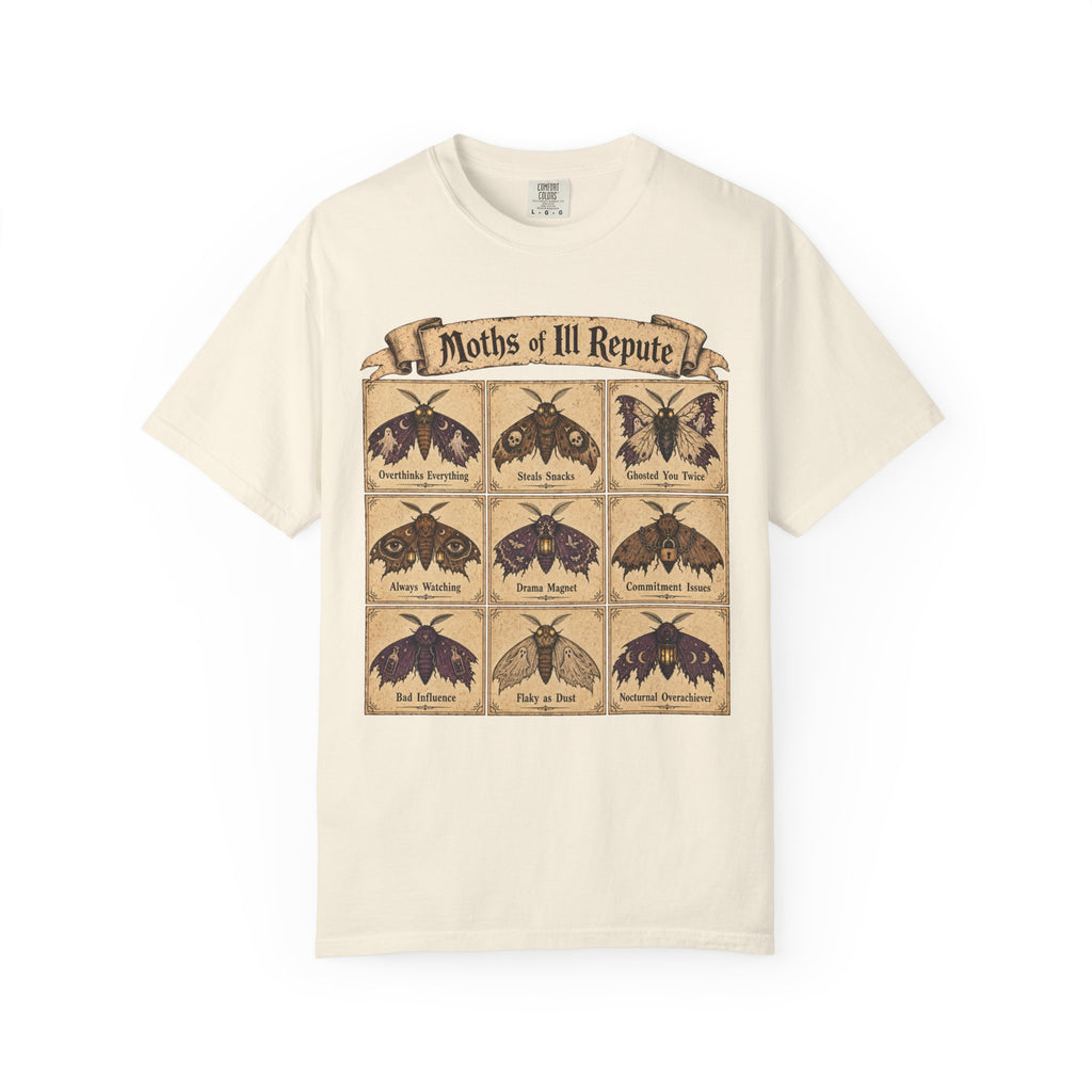 Moths of Ill Repute T-shirt in Ivory, front view