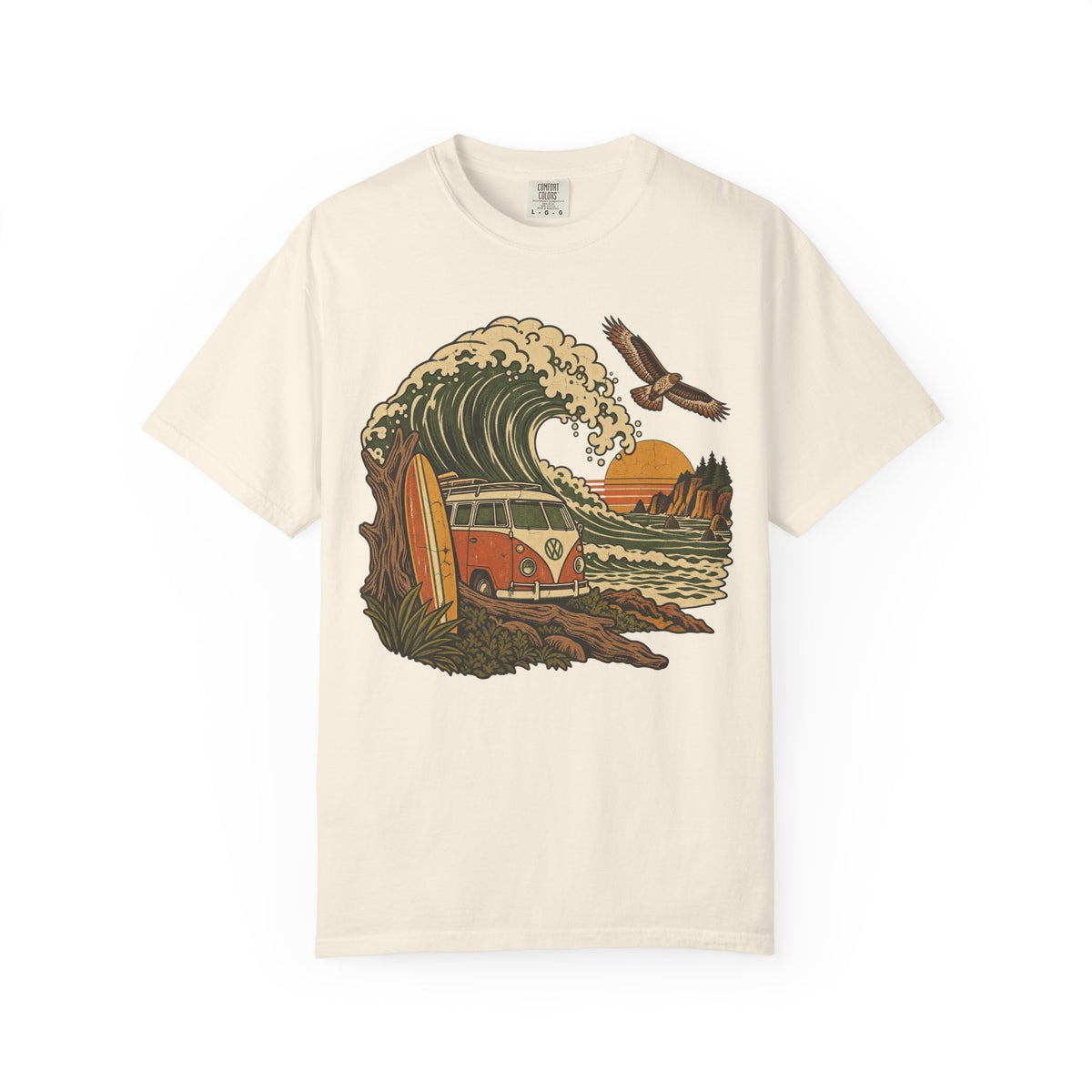 70s Wave T-shirt in Ivory, front view