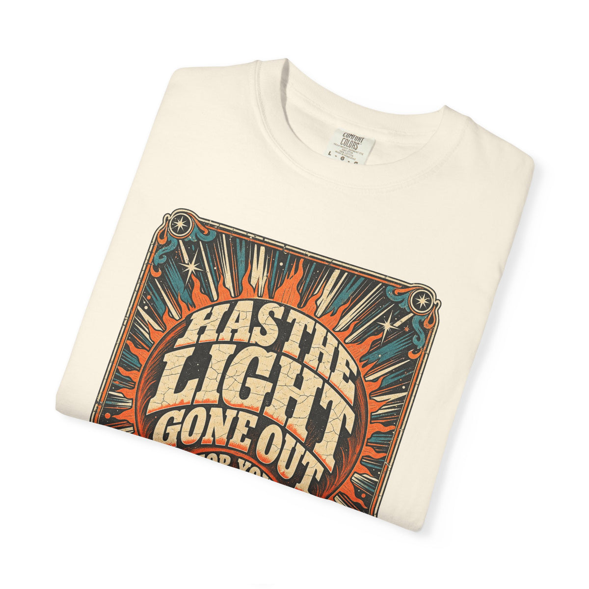 Has The Light Gone Out For You T-shirt in Ivory, folded view