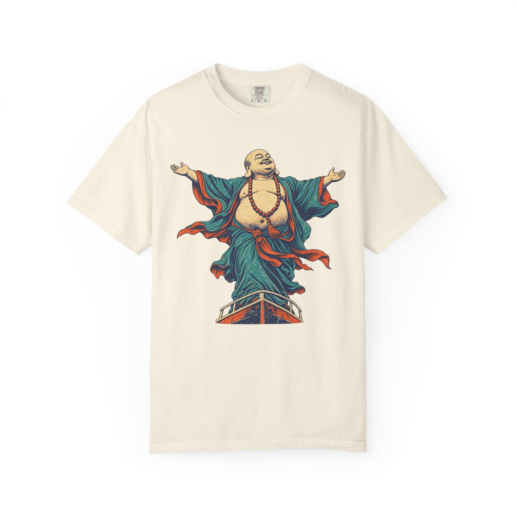 Buddha Titanic Pose T-shirt in Ivory, front view