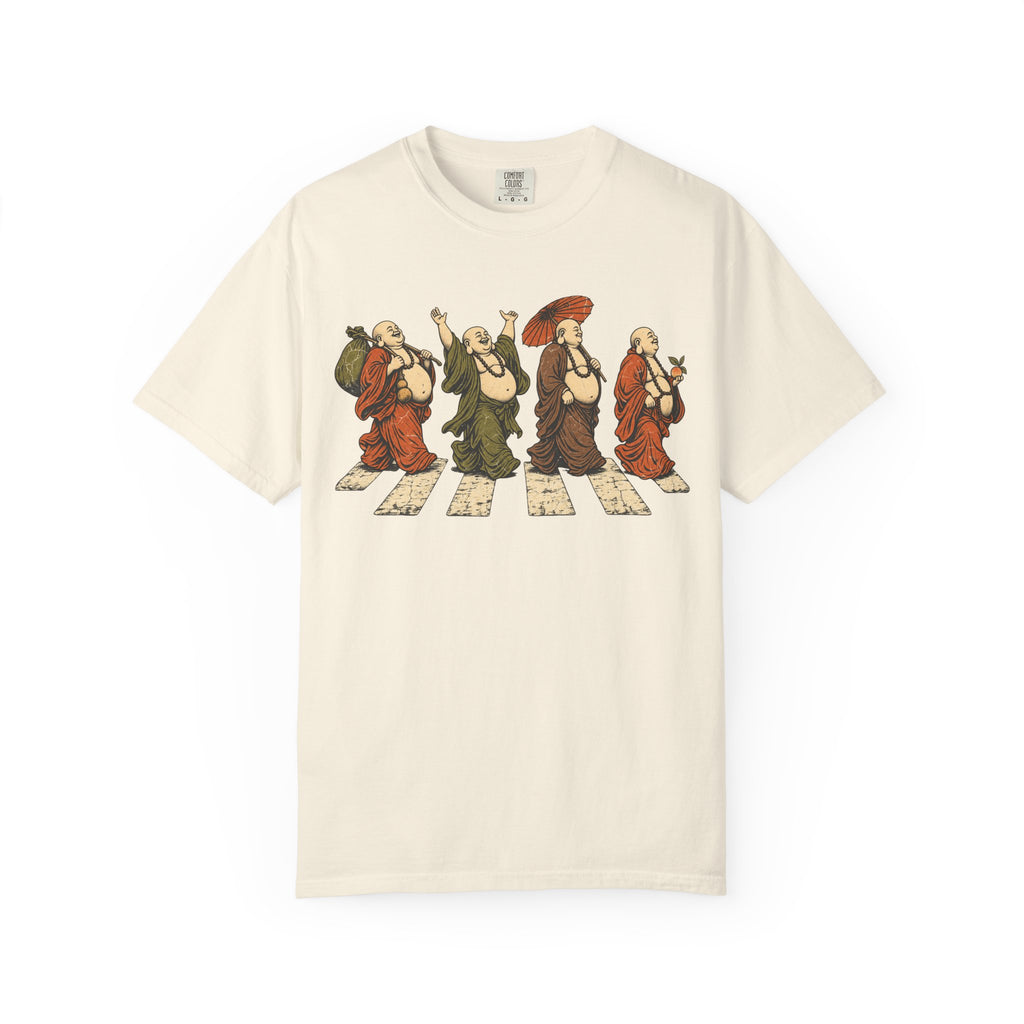 Buddha Abbey Road T-shirt in Ivory, front view