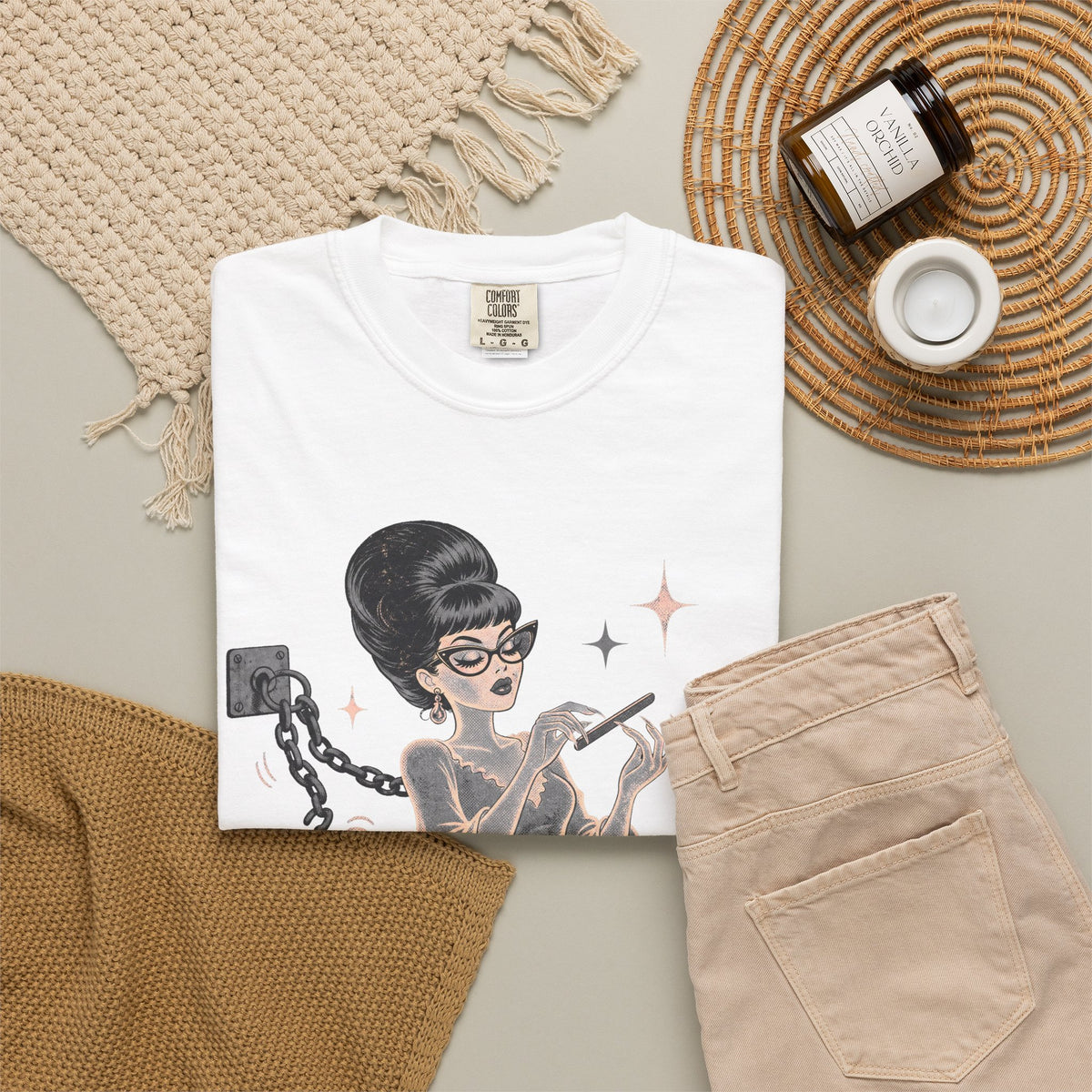 Sarcastic Female Halloween T-shirt in White, flat lay view