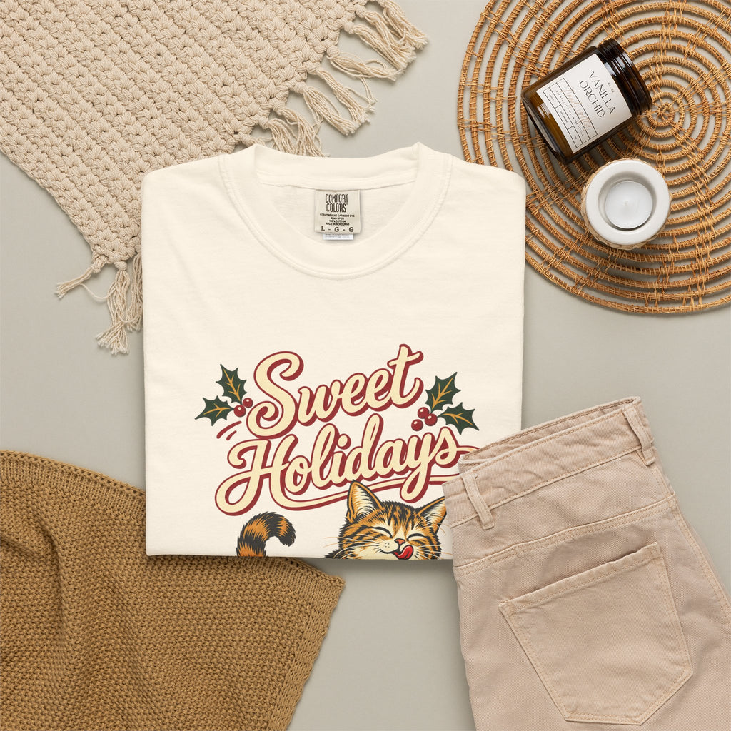 Sweet Holidays T-shirt in Ivory, flat lay view