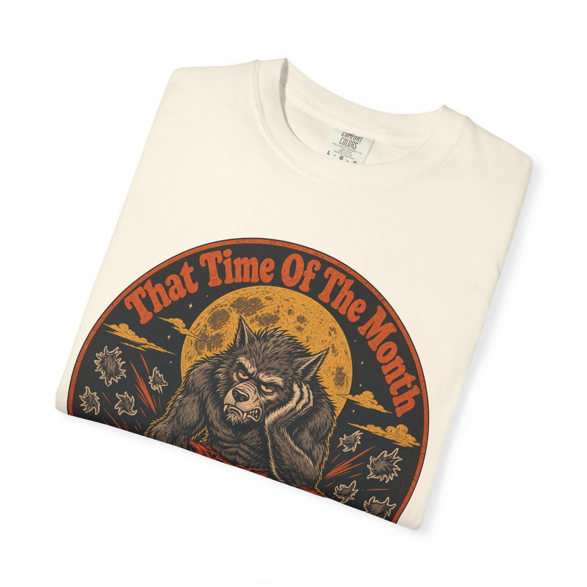 That Time Of The Month Werewolf T-shirt in Ivory, folded view