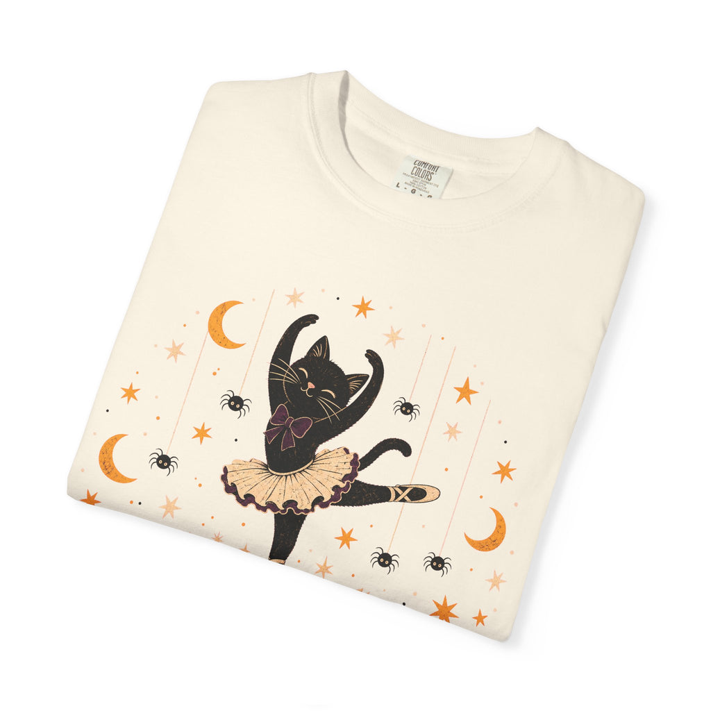 Black Cat Ballerina T-shirt in Ivory, folded view