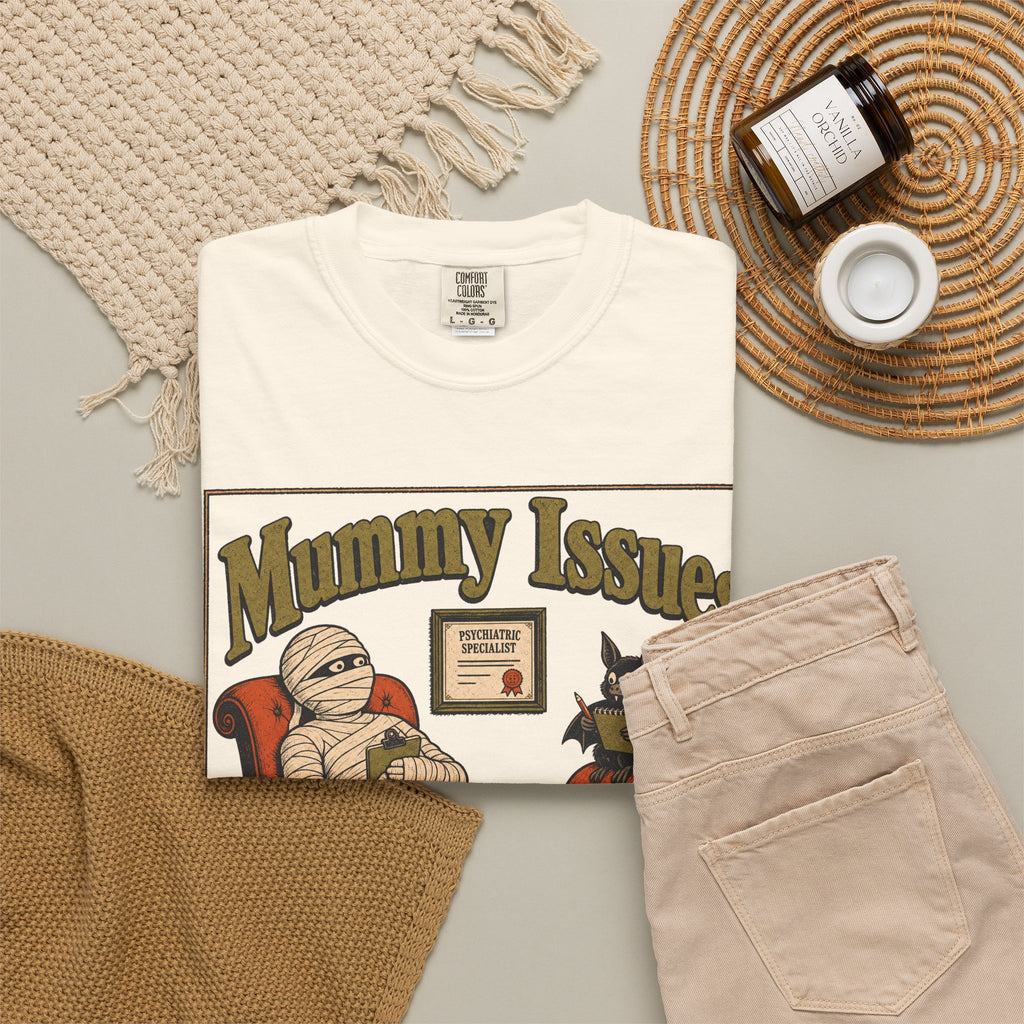 Mummy Issues T-shirt in Ivory, flat lay view