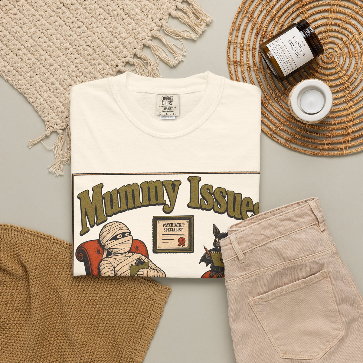 Mummy Issues T-shirt in Ivory, flat lay view