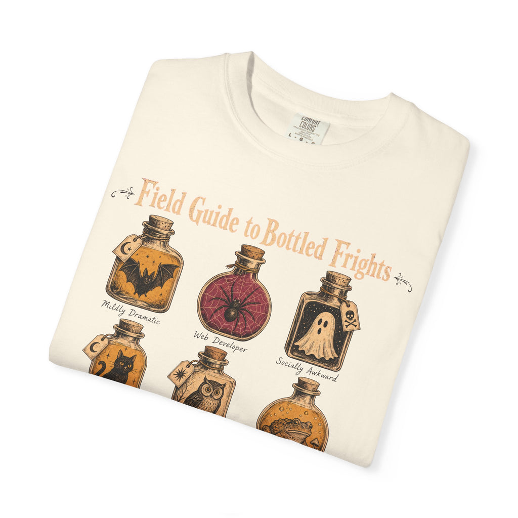 Field Guide to Bottled Frights T-shirt in Ivory, folded view