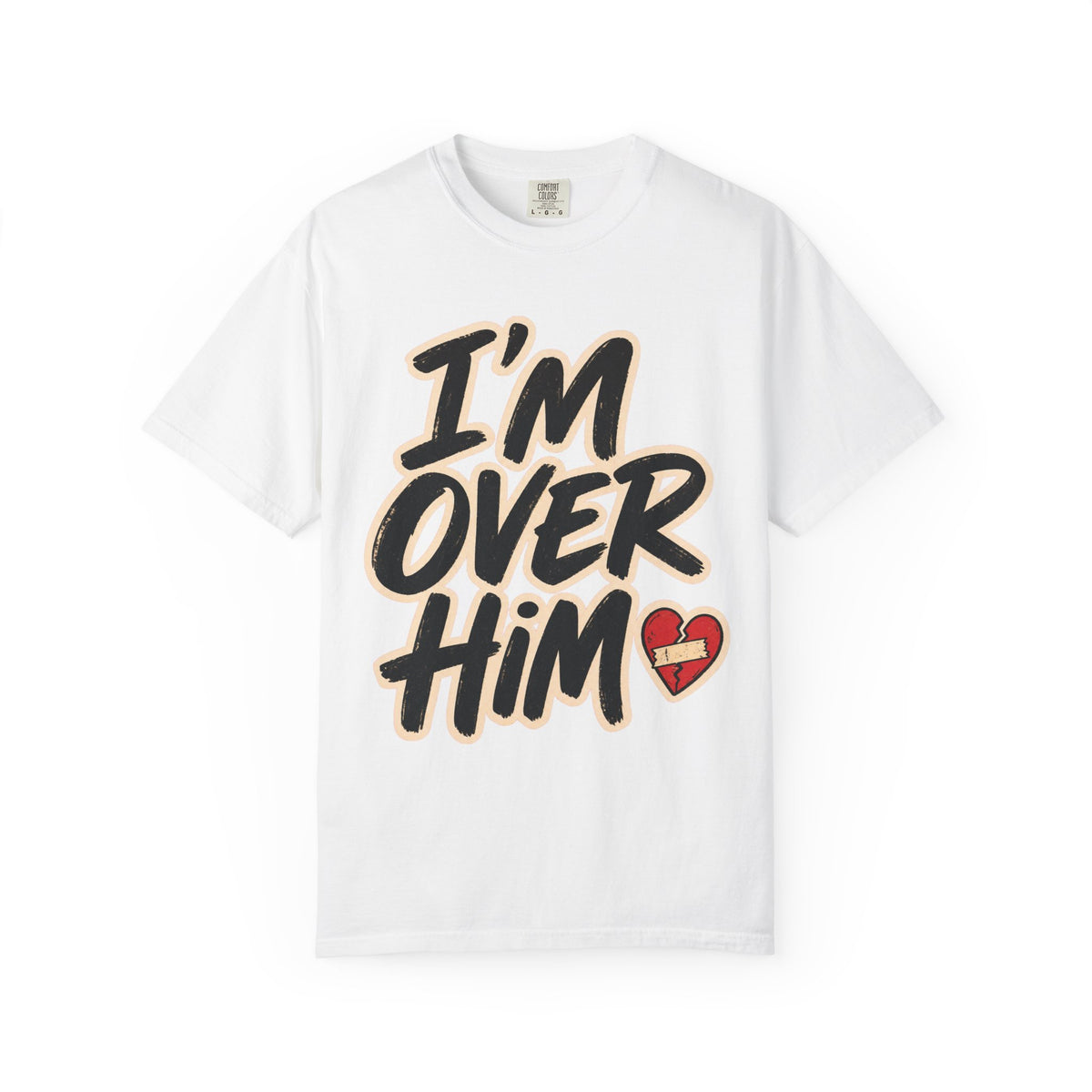 I'm Over Him T-shirt in White, front view