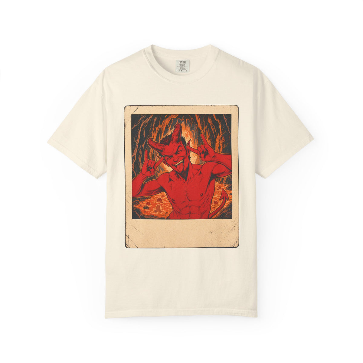 Demon Selfie T-shirt in Ivory, front view
