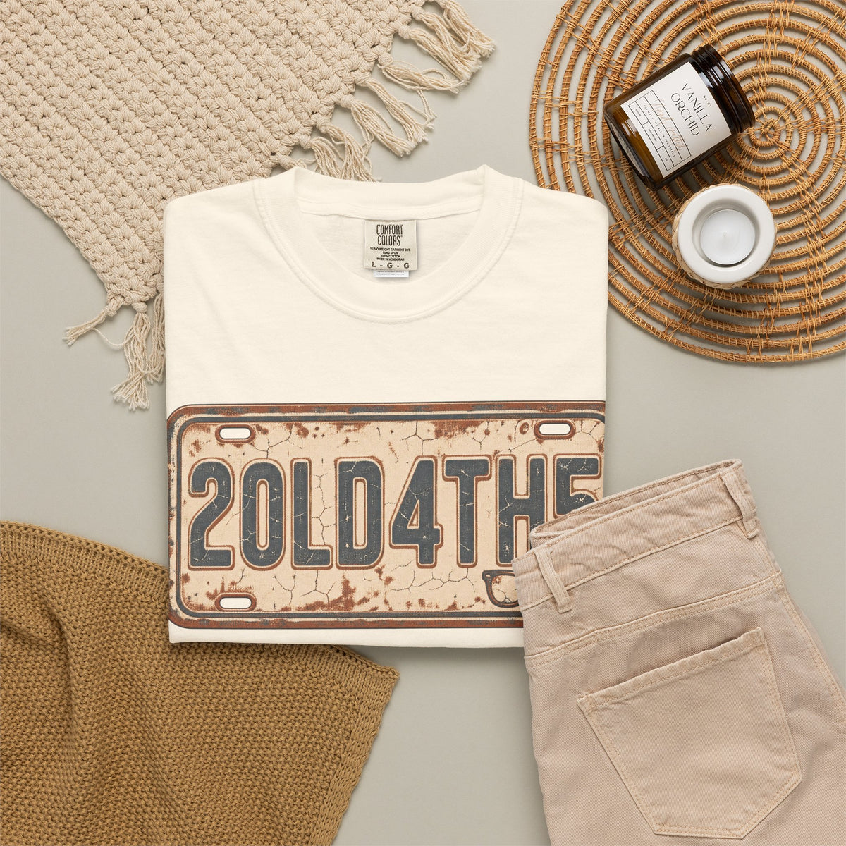 Too Old For This T-shirt in Ivory, flat lay view