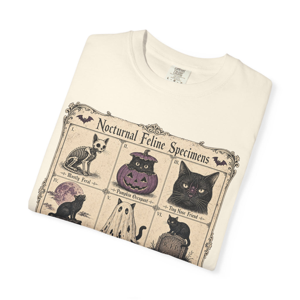 Nocturnal Feline Specimens T-shirt in Ivory, folded view