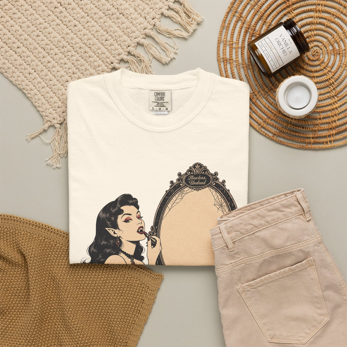 Flawless Undead T-shirt in Ivory, flat lay view