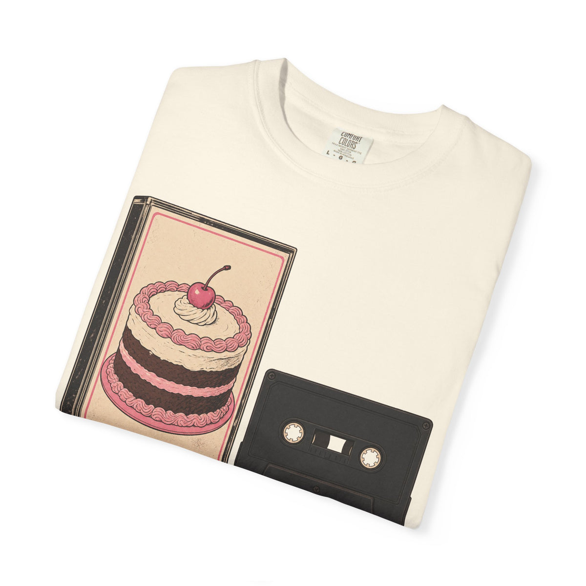 Frosted Cake Cassette T-shirt in Ivory, folded view