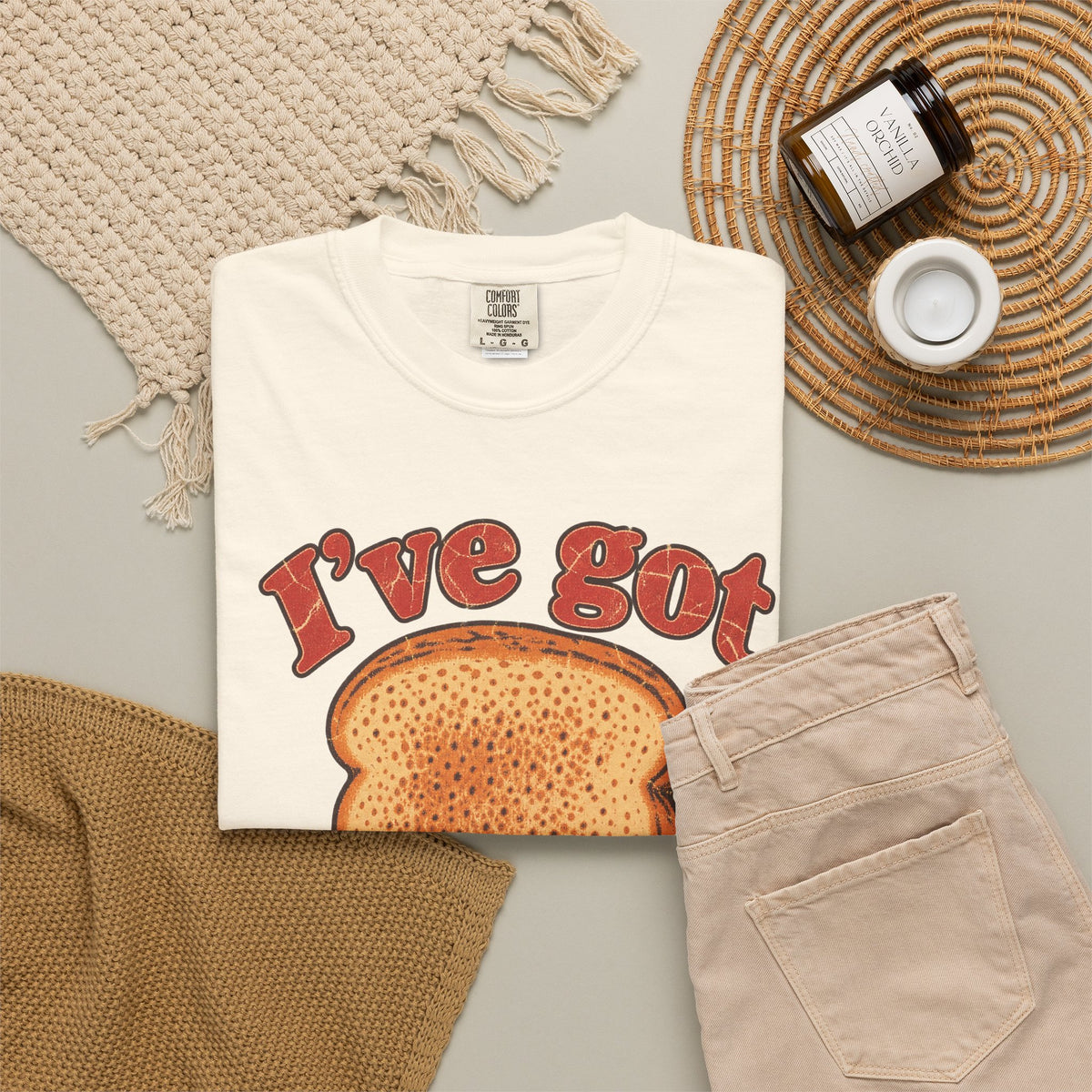 I've Got Crust Issues T-shirt in Ivory, flat lay view