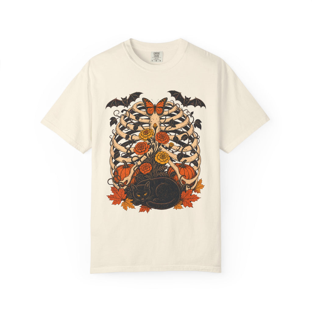 Vine Skeleton Ribcage T-shirt in Ivory, front view