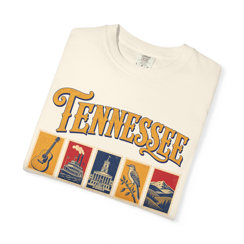 Tennessee Postage Stamp T-shirt in Ivory, folded view