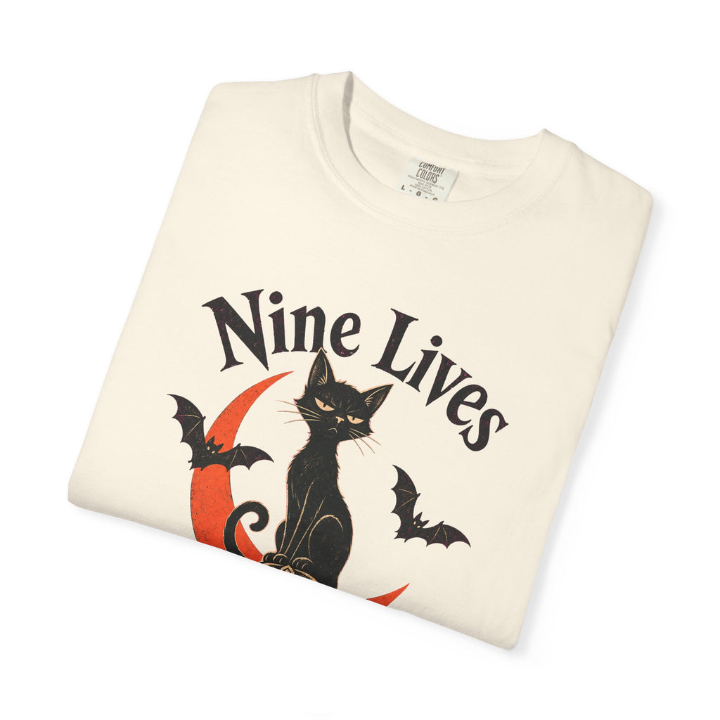 Nine Lives Zero Patience T-shirt in Ivory, folded view