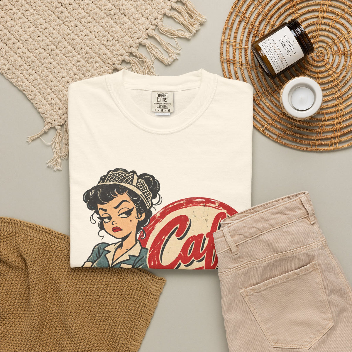 Cafe 309 T-shirt in Ivory, flat lay view