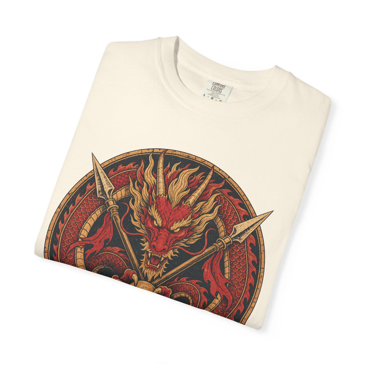 Ancient Fire Dragon T-shirt in Ivory, folded view
