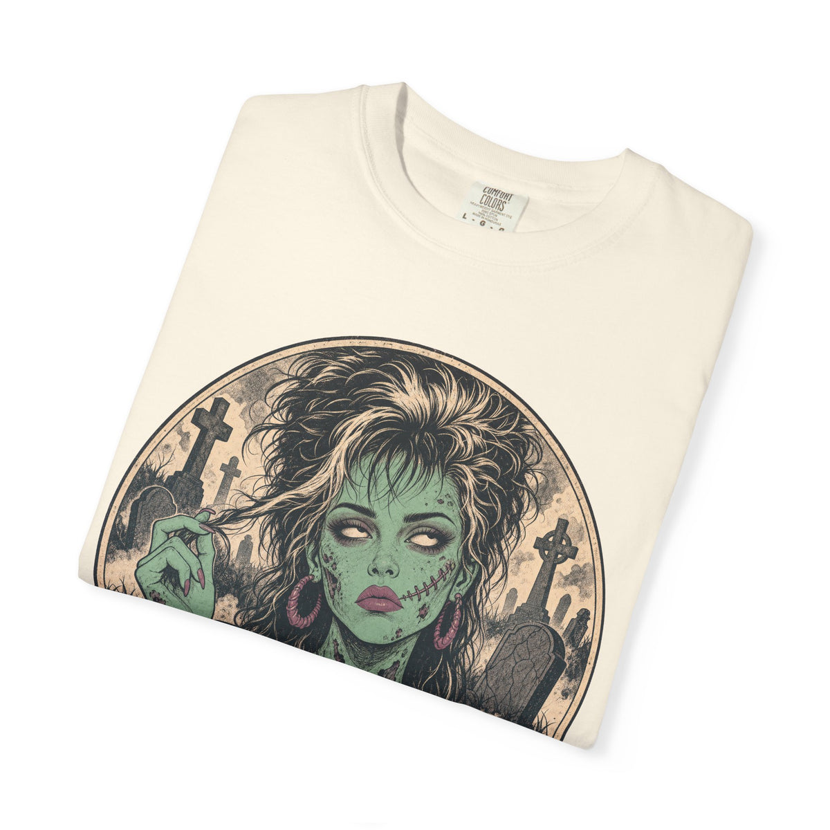 Whatever Zombie Girl T-shirt in Ivory, folded view