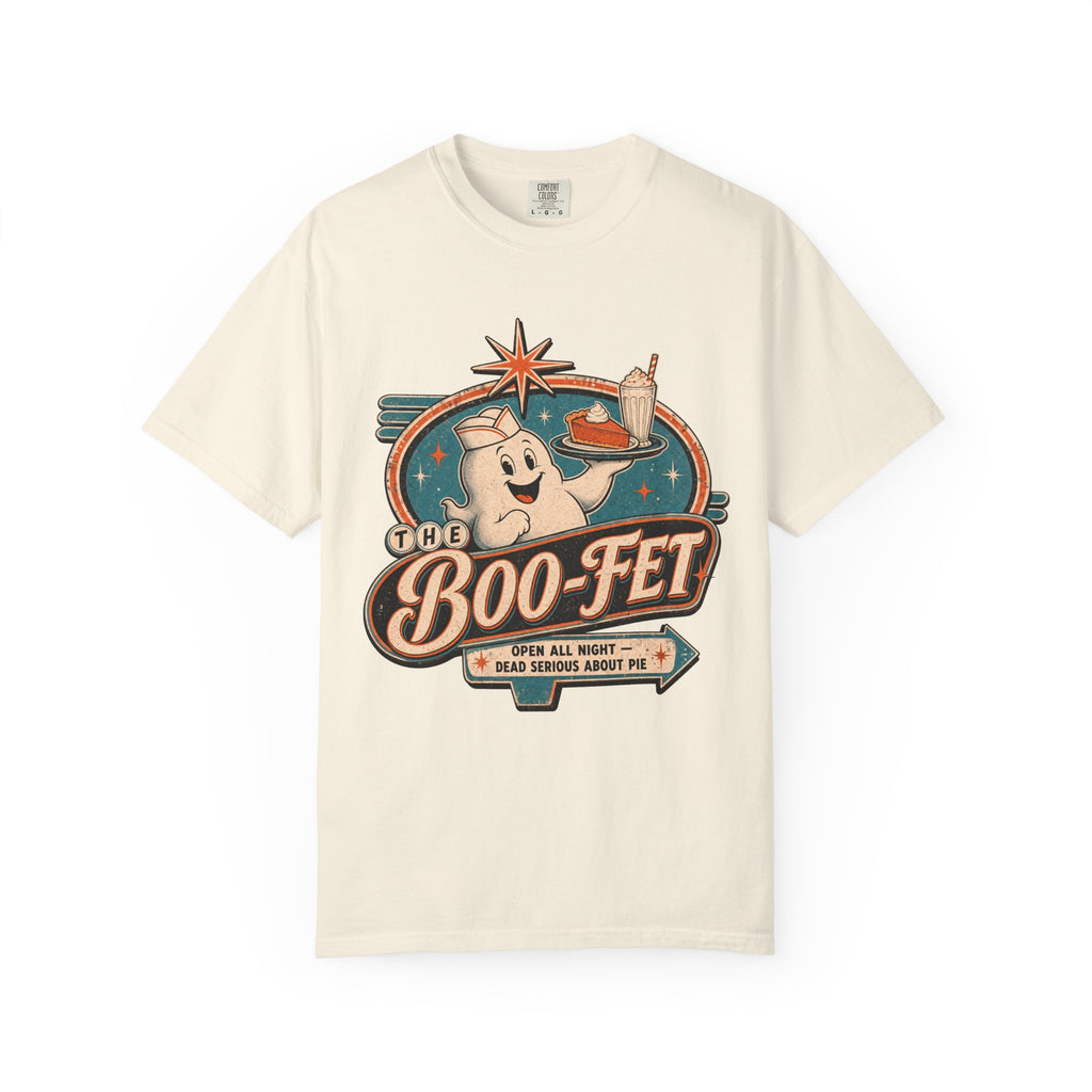 Ghost Diner Sign T-shirt in Ivory, front view