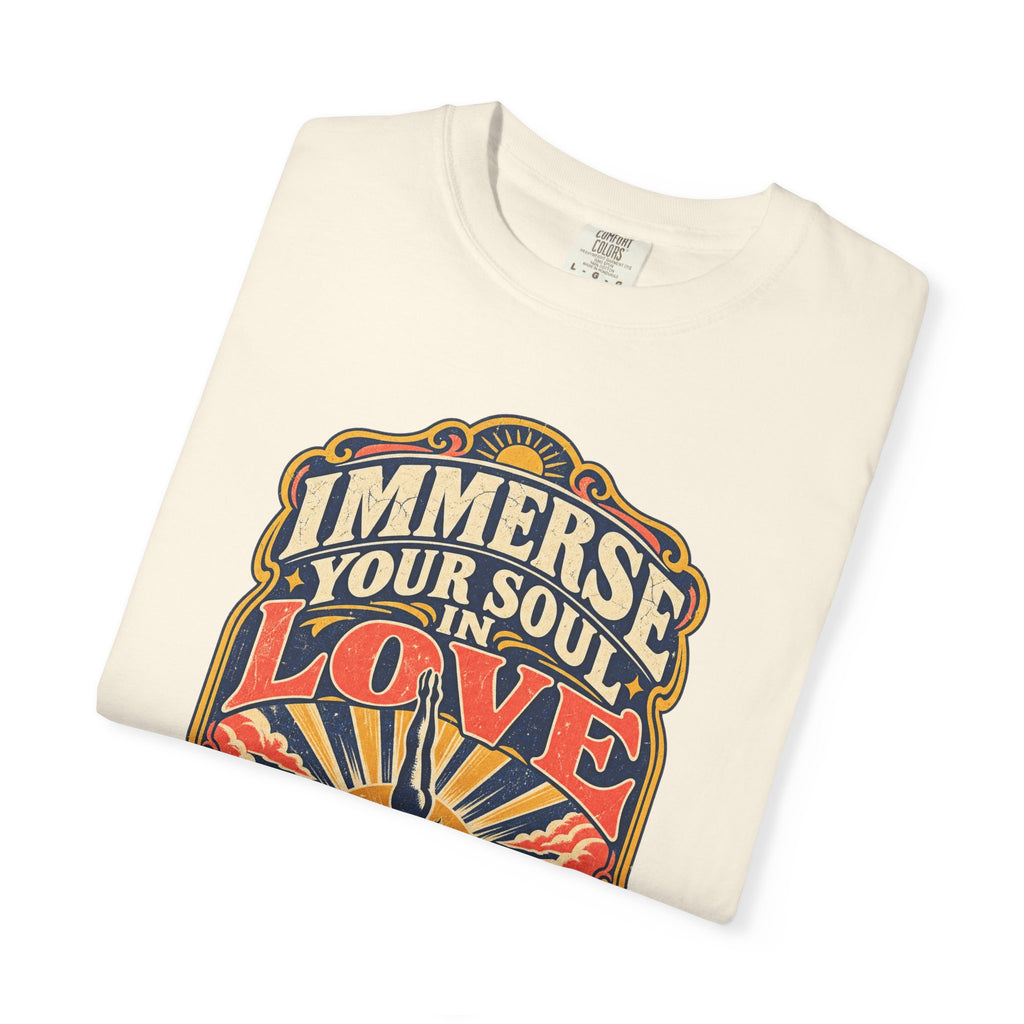 Immerse Your Soul In Love Diver Heart T-shirt in Ivory, folded view