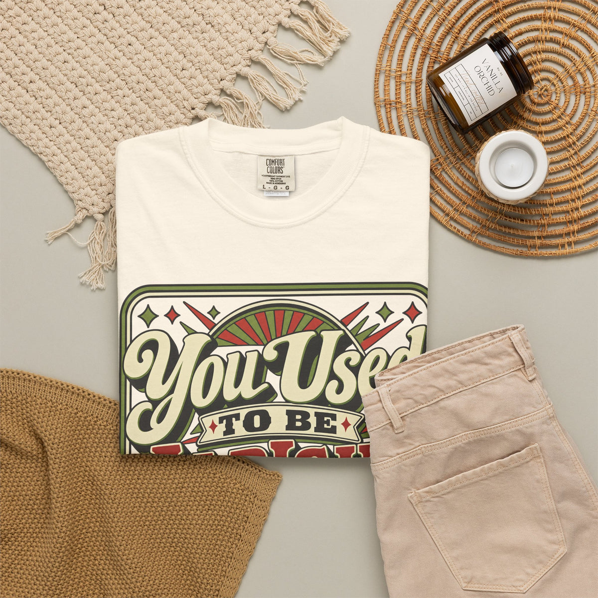 You Used To Be Alright What Happened T-shirt in Ivory, flat lay view