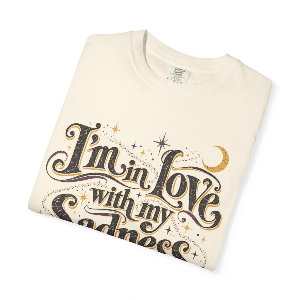 I'm In Love With My Sadness T-shirt in Ivory, folded view