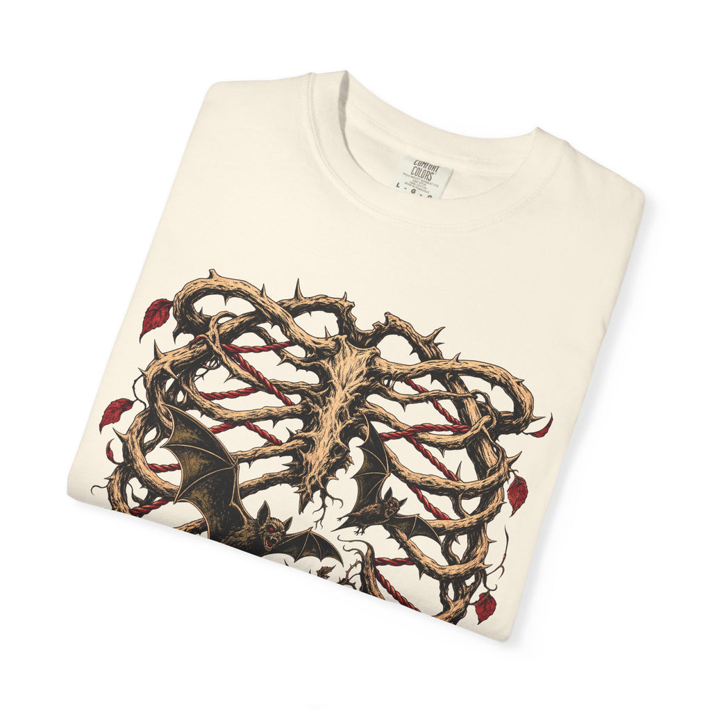 Thorny Vine Ribcage T-shirt in Ivory, folded view
