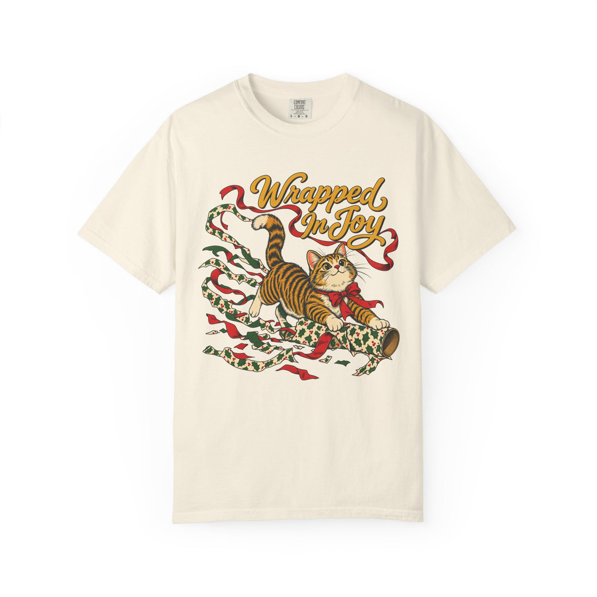 Wrapped In Joy T-shirt in Ivory, front view