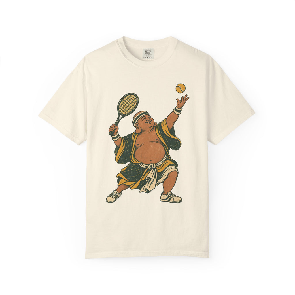 Tennis Buddha T-shirt in Ivory, front view