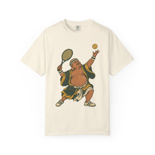Tennis Buddha T-shirt in Ivory, front view