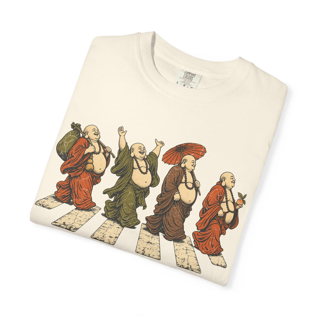 Buddha Abbey Road T-shirt in Ivory, folded view