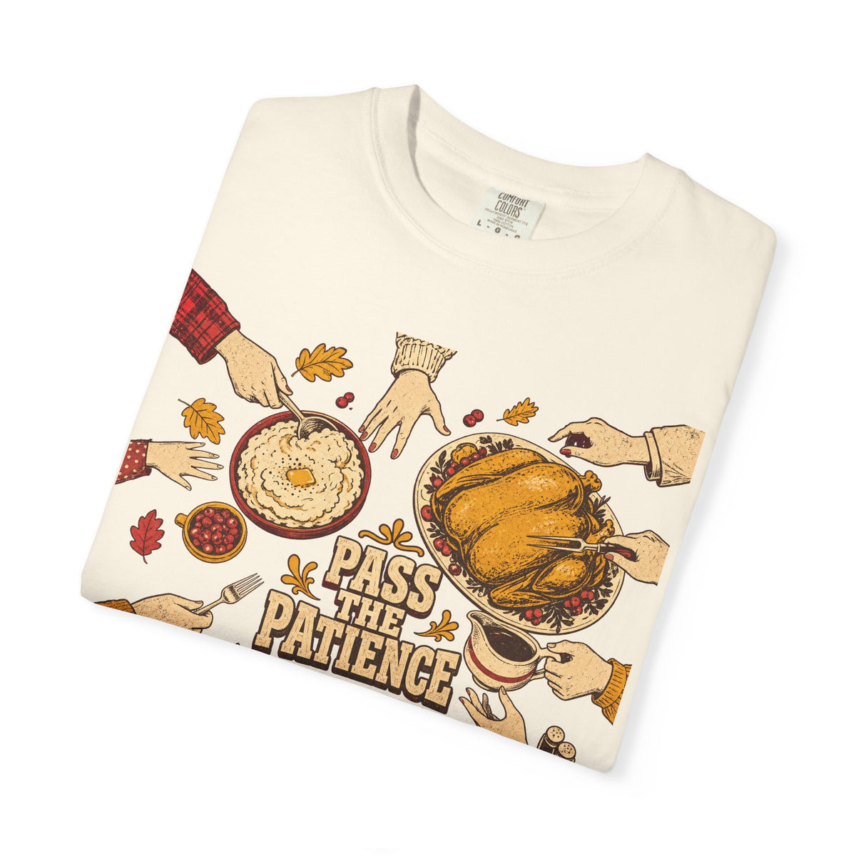 Pass The Patience T-shirt in Ivory, folded view