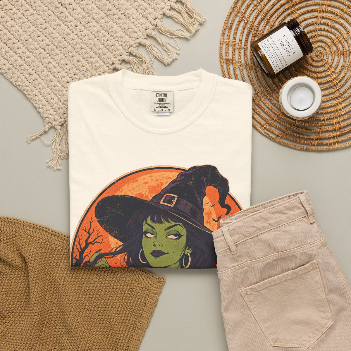 Witch Please T-shirt in Ivory, flat lay view