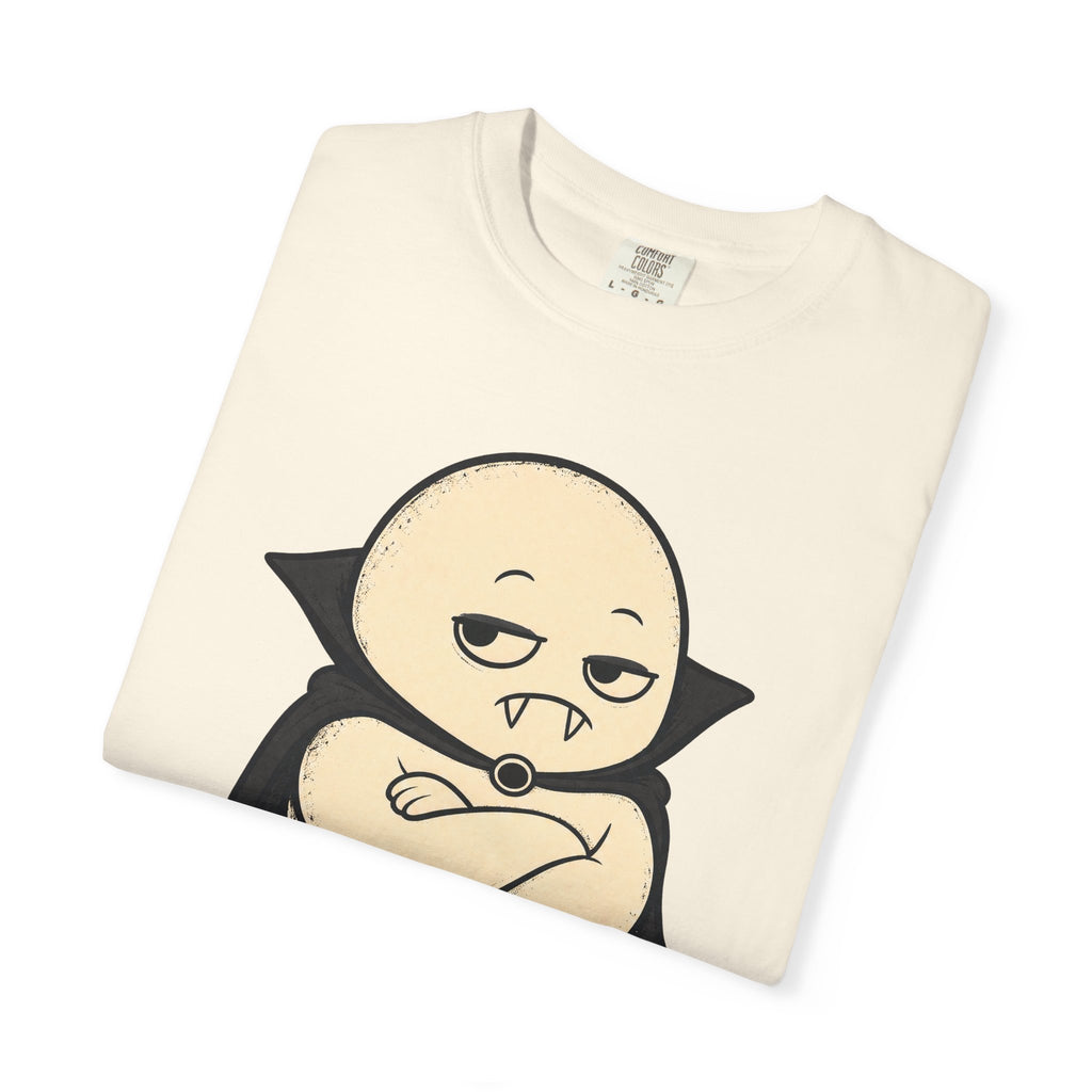 Spooky But Make It Lazy Chubby Vampire Ghost T-shirt in Ivory, folded view