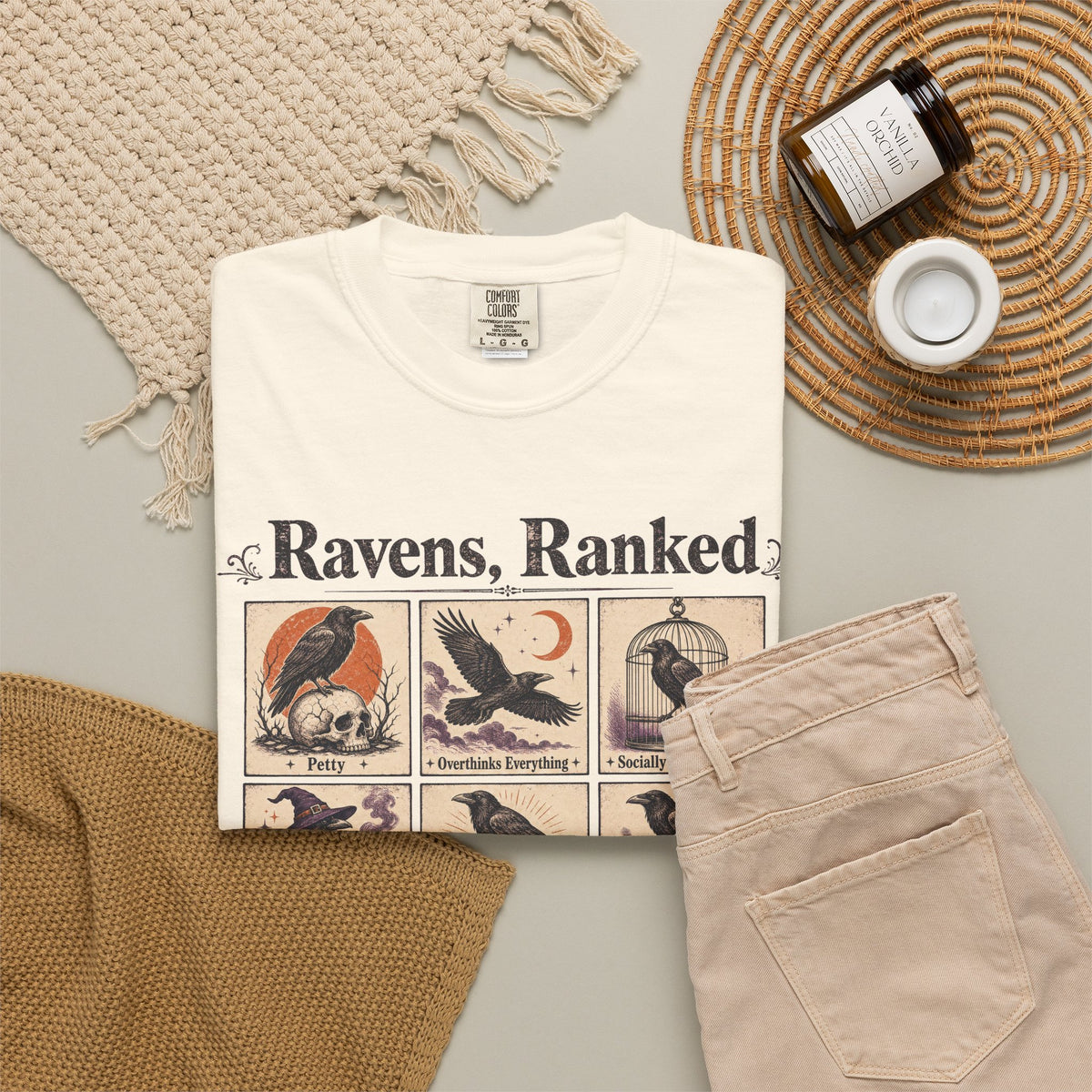 Ravens Ranked T-shirt in Ivory, flat lay view