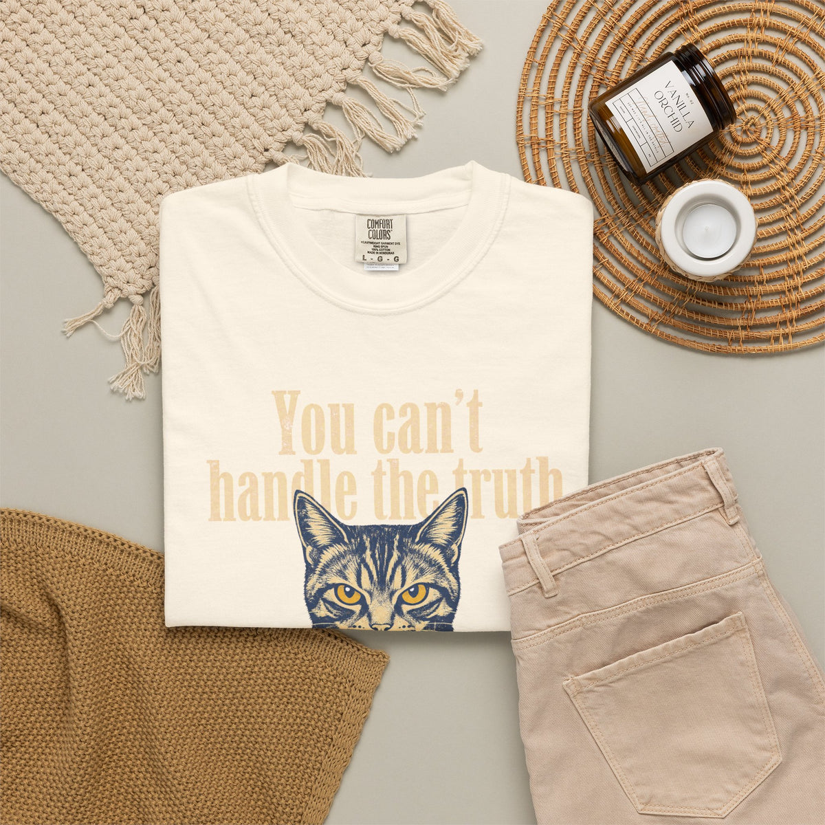You Can't Handle The Truth T-shirt in Ivory, flat lay view