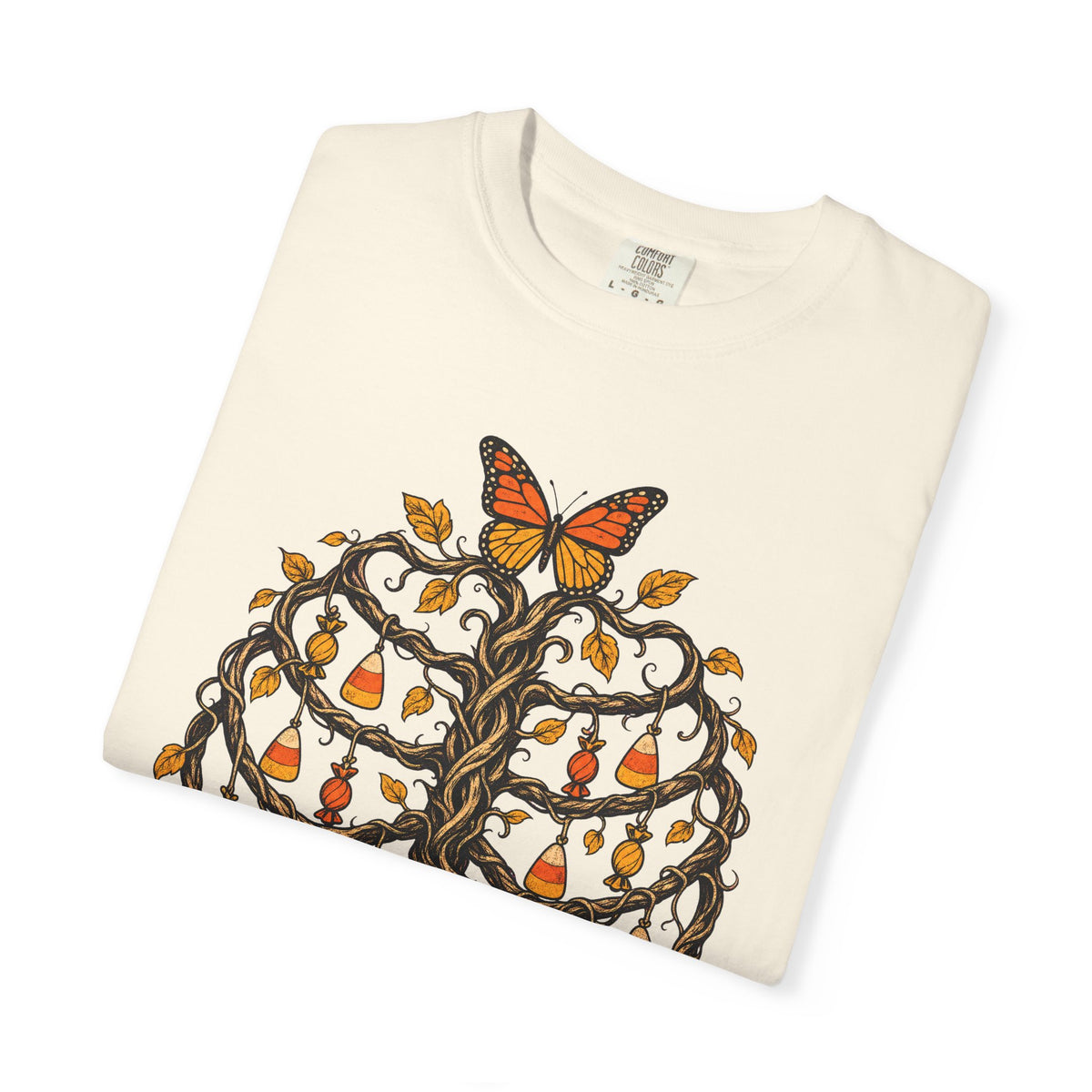 Vine Ribcage T-shirt in Ivory, folded view