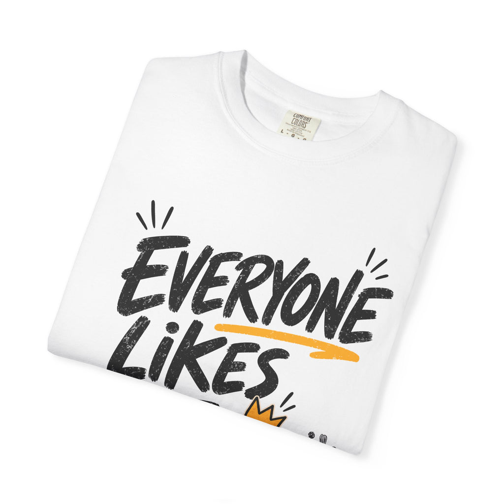 Everyone Likes Me T-shirt in White, folded view