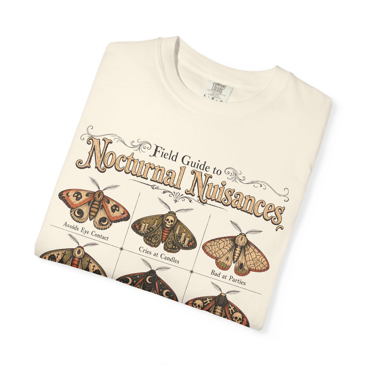 Field Guide to Nocturnal Nuisances T-shirt in Ivory, folded view