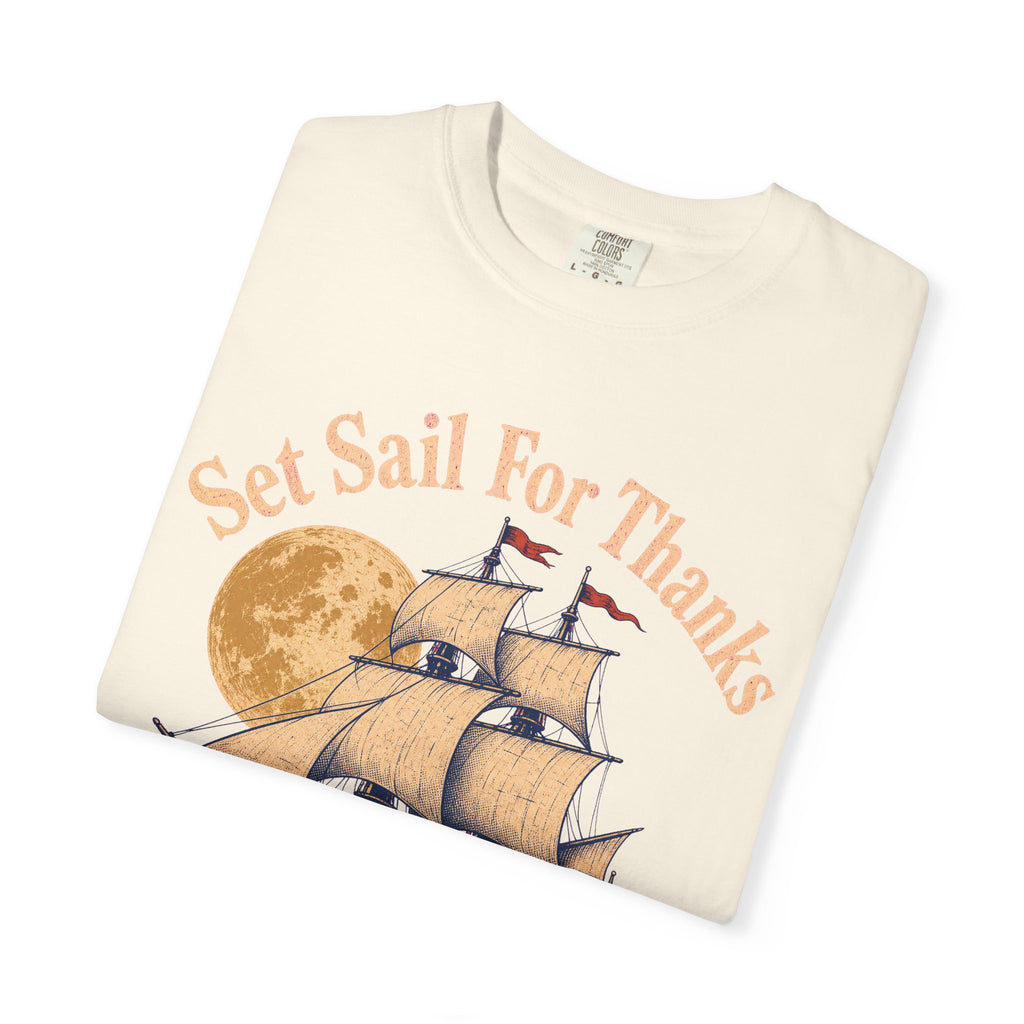 Set Sail For Thanks T-shirt in Ivory, folded view