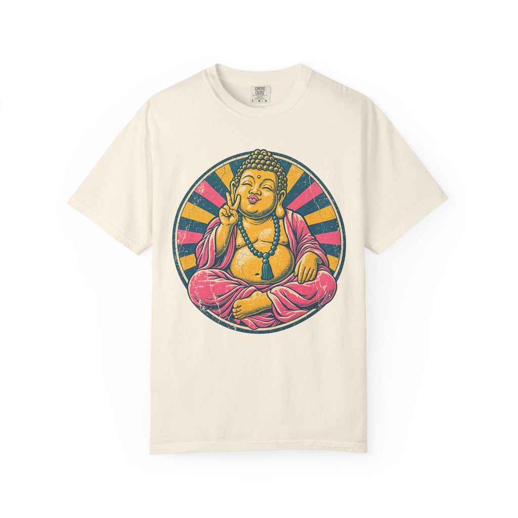Buddha Selfie T-shirt in Ivory, front view