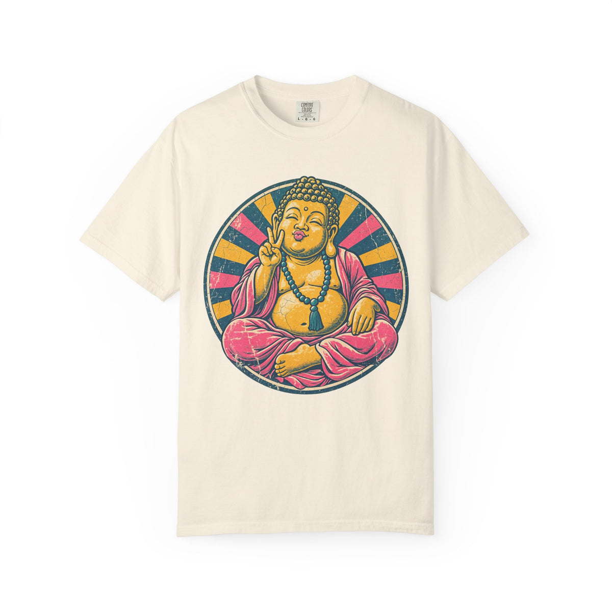 Buddha Selfie T-shirt in Ivory, front view